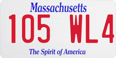 MA license plate 105WL4