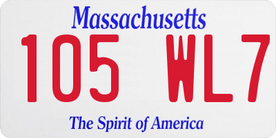 MA license plate 105WL7