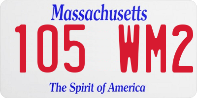 MA license plate 105WM2
