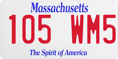MA license plate 105WM5