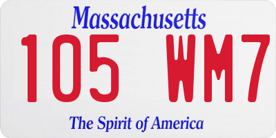 MA license plate 105WM7