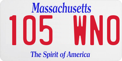 MA license plate 105WN0