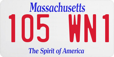 MA license plate 105WN1