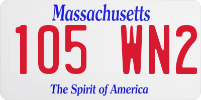 MA license plate 105WN2