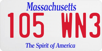 MA license plate 105WN3