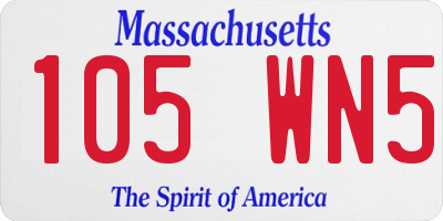 MA license plate 105WN5