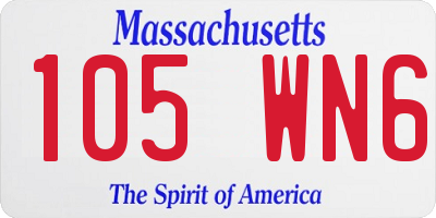 MA license plate 105WN6