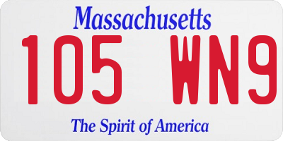 MA license plate 105WN9