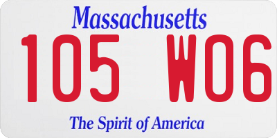 MA license plate 105WO6