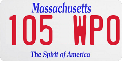 MA license plate 105WP0