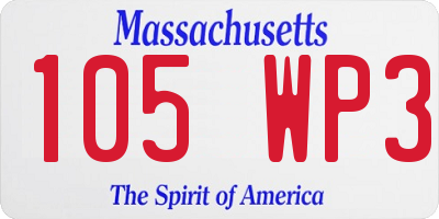 MA license plate 105WP3