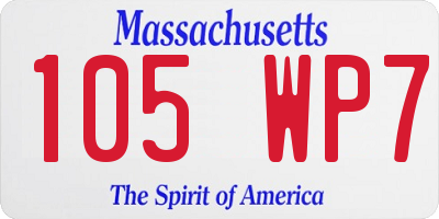 MA license plate 105WP7