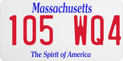 MA license plate 105WQ4