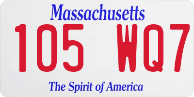 MA license plate 105WQ7