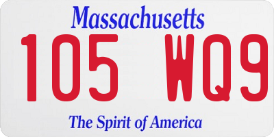 MA license plate 105WQ9