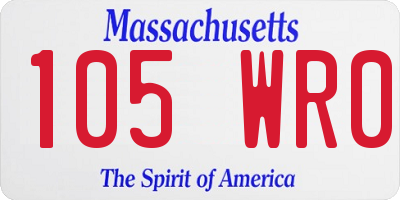 MA license plate 105WR0