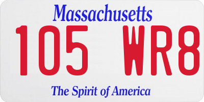 MA license plate 105WR8