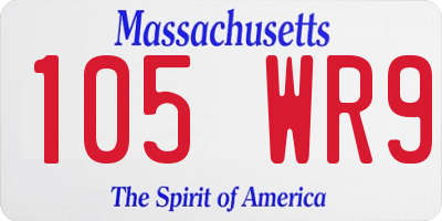 MA license plate 105WR9