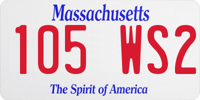 MA license plate 105WS2