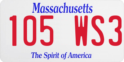 MA license plate 105WS3