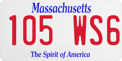 MA license plate 105WS6