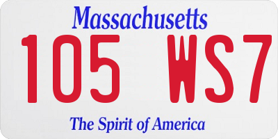 MA license plate 105WS7