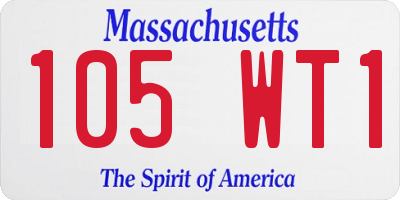 MA license plate 105WT1
