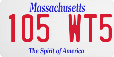 MA license plate 105WT5