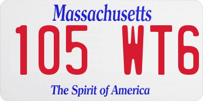 MA license plate 105WT6