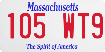 MA license plate 105WT9