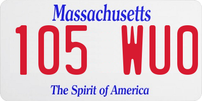 MA license plate 105WU0