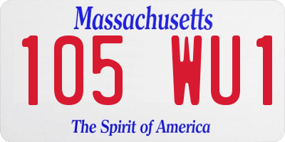 MA license plate 105WU1