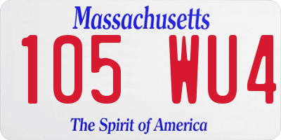 MA license plate 105WU4