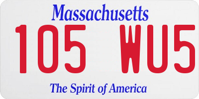 MA license plate 105WU5