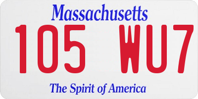 MA license plate 105WU7