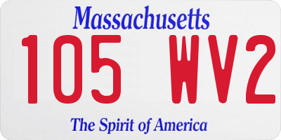 MA license plate 105WV2