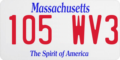 MA license plate 105WV3
