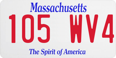 MA license plate 105WV4