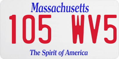 MA license plate 105WV5
