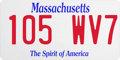 MA license plate 105WV7