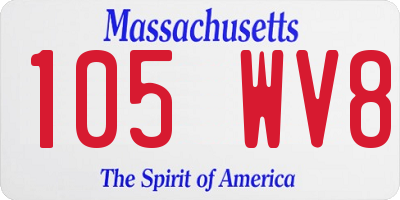 MA license plate 105WV8