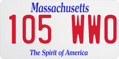 MA license plate 105WW0