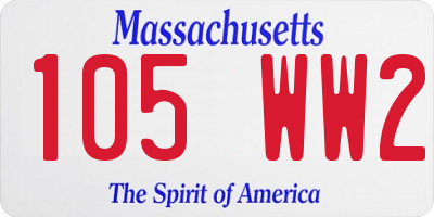 MA license plate 105WW2