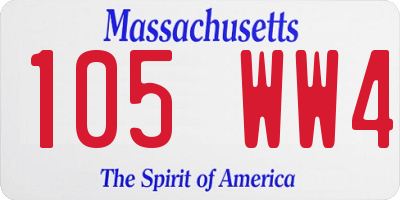 MA license plate 105WW4
