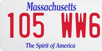 MA license plate 105WW6