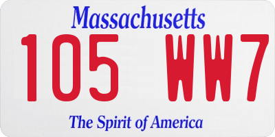 MA license plate 105WW7