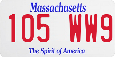 MA license plate 105WW9