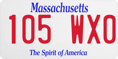 MA license plate 105WX0