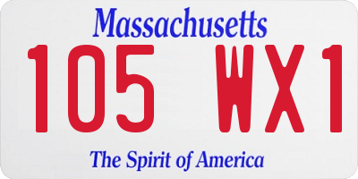 MA license plate 105WX1