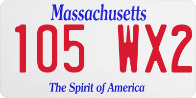 MA license plate 105WX2